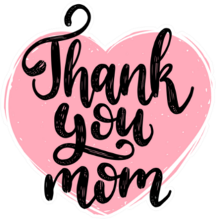 Thank You Mom Lettering Heart Sticker