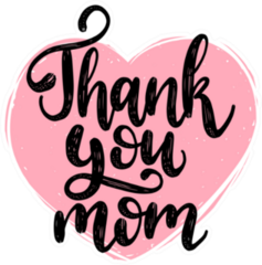 Thank You Mom Lettering Heart Sticker