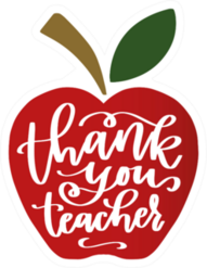 Thank You Teacher Red Apple Illustration Sticker