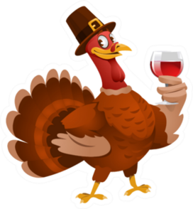 Thanksgiving Day Turkey In A Hat Giving A Toast Sticker