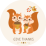 Thanksgiving Greeting Card With Cute And Funny Squirrels Sticker