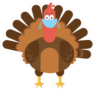 Thanksgiving Symbol Turkey Wearing Protective Mask Sticker