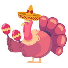 Thanksgiving Turkey In A Mexican Sombrero Sticker