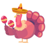 Thanksgiving Turkey In A Mexican Sombrero Sticker