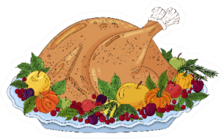Thanksgiving Turkey Roasted Laying On Vegetables Sticker
