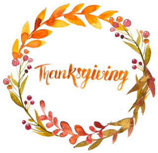 Thanksgiving Watercolor Wreath Garland Sticker