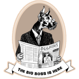The Big Boss Is Here Dog Reading Newspaper Sticker