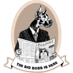 The Big Boss Is Here Dog Reading Newspaper Sticker