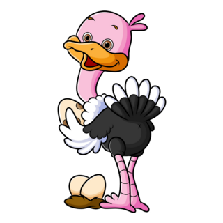 The Big Ostrich With Eggs Sticker