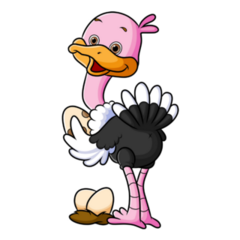The Big Ostrich With Eggs Sticker