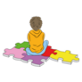 The Boy Sits On The Puzzles Symbol Of Autism Sticker