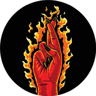 The Burning Devil Cross Fingers Sticker