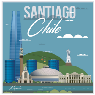 The Capital Of Chile Santiago Illustration Sticker