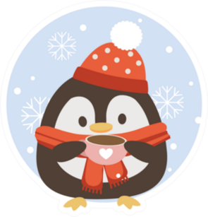The Character Of Cute Penguin Holding A Pink Coffee Cup Sticker