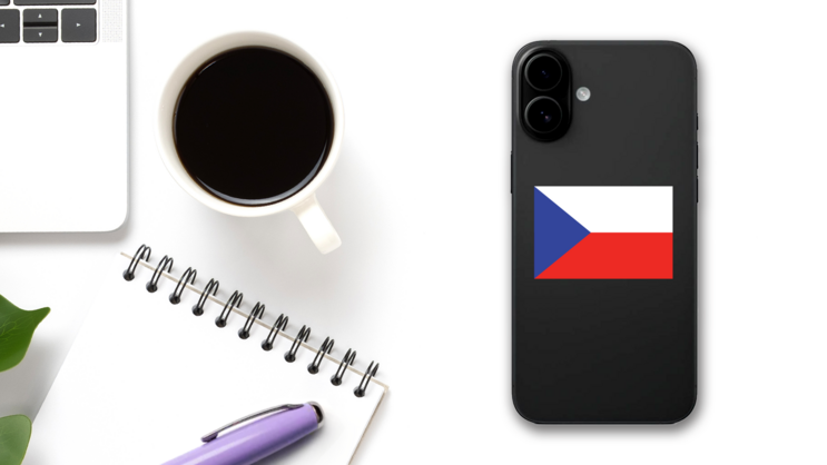 The Czech Republic Flag Sticker on a Phone (New) example