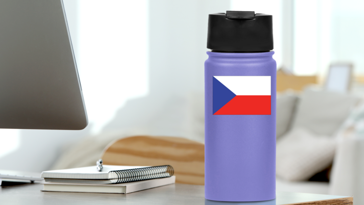 The Czech Republic Flag Sticker on a Water Bottle (New) example