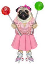 The Dog In A Pink Dress On Roller Skates Sticker