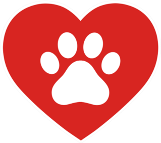 The Dogs Paw Print In The Heart Sticker