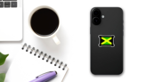 The Flag Of Jamaica Abstract Sticker on a Phone (New) example