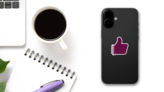 The Flag Of Qatar In A Thumbs Up Icon Sticker on a Phone (New) example
