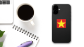 The Flag Of Vietnam Sticker on a Phone (New) example