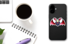 The Gray Bat Is A Vampire Cartoon Sticker on a Phone (New) example