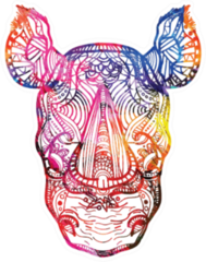 The Head Of A Rhinoceros Colorful Paint Sticker