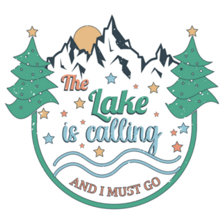 The Lake Is Calling And I Must Go Retro Star Lettering Sticker 