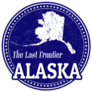 The Last Frontier Written Inside And Map Of Alaska Sticker