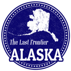 The Last Frontier Written Inside And Map Of Alaska Sticker