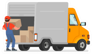 The Loader Mover Unloads The Goods From The Truck Sticker