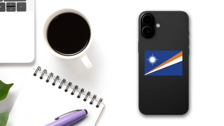The Marshall Islands Flag Sticker on a Phone (New) example