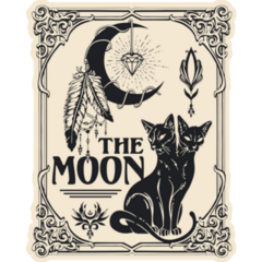 The Moon Tarot Card Cats Sticker