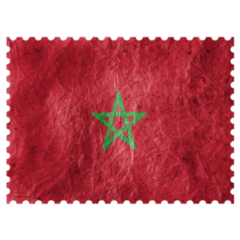 The Moroccan Flag Painted On Paper Postage Stamp Sticker