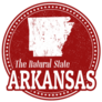 The Natural State Written Inside And Map Of Arkansas Red Sticker
