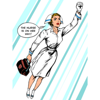 The Nurse Is On Her Way Superhero Illustration Sticker