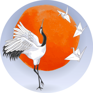 The Red-crowned Japanese Dancing Crane Paper Origami Sticker