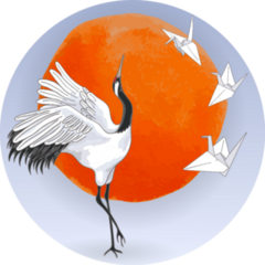 The Red-crowned Japanese Dancing Crane Paper Origami Sticker