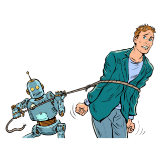 The Robot Lassoed People Sticker