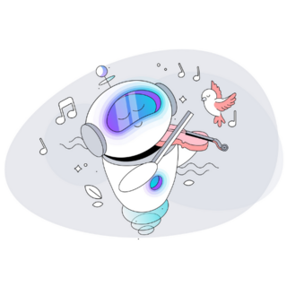 The Robot Plays Violin Sticker