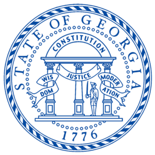 The State Seal Of Georgia In Blue Sticker