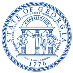 The State Seal Of Georgia In Blue Sticker
