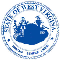 The State Seal Of West Virginia In Blue Sticker