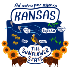 The Sunflower State Kansas Illustration Sticker