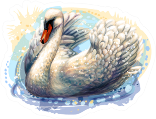 The Swan Is Swimming Hand-drawn, Artistic Sticker