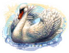 The Swan Is Swimming Hand-drawn, Artistic Sticker