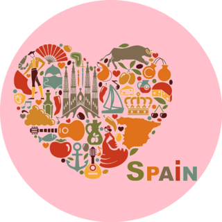 The Symbols Of Spain In Heart Shape Sticker