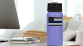The Thin Blue Line Us Flag Sticker on a Water Bottle (New) example