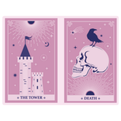 The Tower And Death Tarot Card Pink Sticker