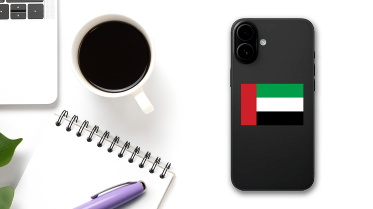 The United Arab Emirates Flag Sticker on a Phone (New) example